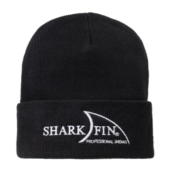 black beanie with white sharkfin logo