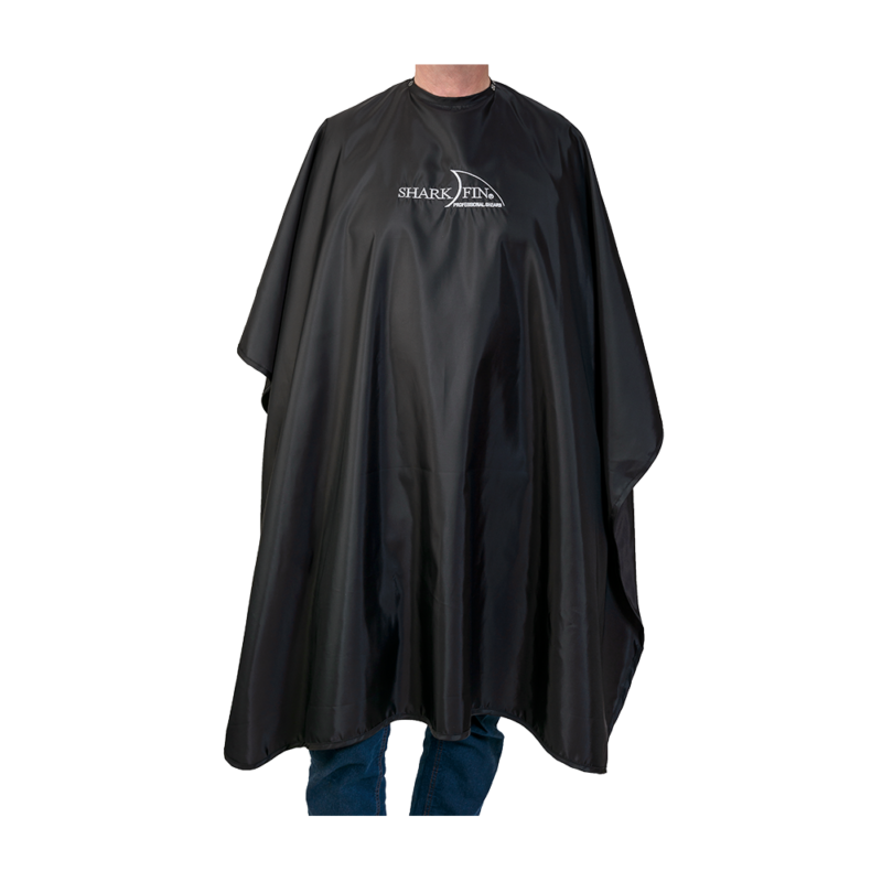black cape with white sharkfin logo