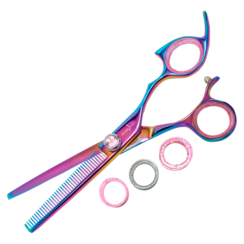 Right Hand Professional Plus Non-Swivel Rainbow 40 Tooth Texture Shear